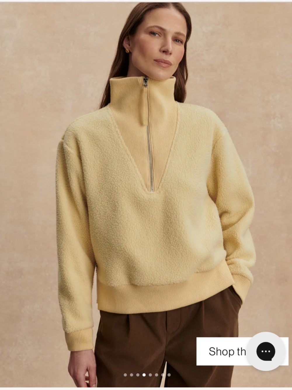 Varley Cream Half-Zip Sherpa Pullover - Picture 4 of 8